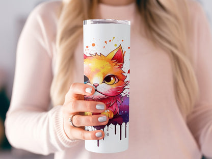 3d pissed off cat funny 20oz skinny tumbler - Premium tumbler from MyDesigns - Just $29.95! Shop now at Lees Krazy Teez
