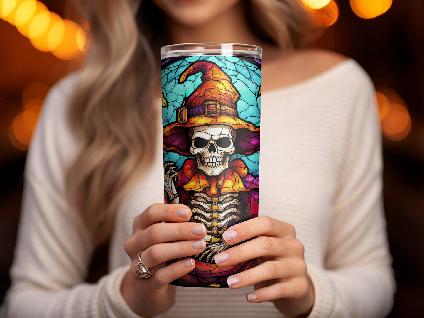 3d skull and pumplins horror 20oz skinny tumbler - Premium tumbler from MyDesigns - Just $29.95! Shop now at Lees Krazy Teez