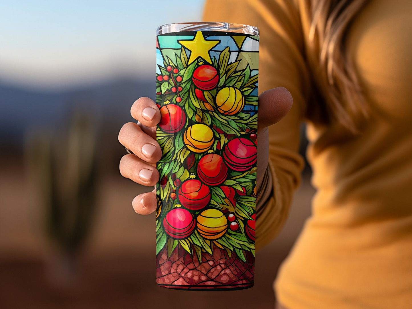 Xmas tree Stained Glass skinny awesome 20oz - Premium tumbler from MyDesigns - Just $29.95! Shop now at Lees Krazy Teez