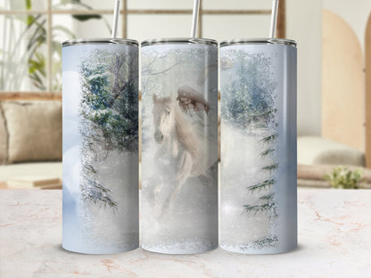 ArhSalamander Winter horse skinny 20oz tumbler - Premium tumbler from MyDesigns - Just $29.95! Shop now at Lees Krazy Teez