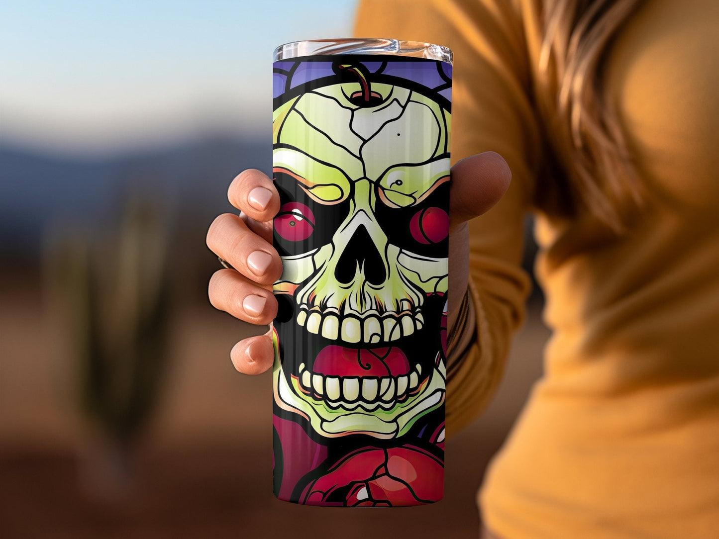 3d skull drinking wine horror funny 20oz skinny tumbler - Premium tumbler from MyDesigns - Just $29.95! Shop now at Lees Krazy Teez