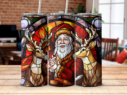 Santa Claus and his reindeer 20oz skinny sublimation tumbler - Premium tumbler from MyDesigns - Just $29.95! Shop now at Lees Krazy Teez