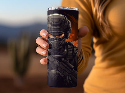 3d op soldier walking though flames 20oz skinny tumbler - Premium tumbler from MyDesigns - Just $29.95! Shop now at Lees Krazy Teez