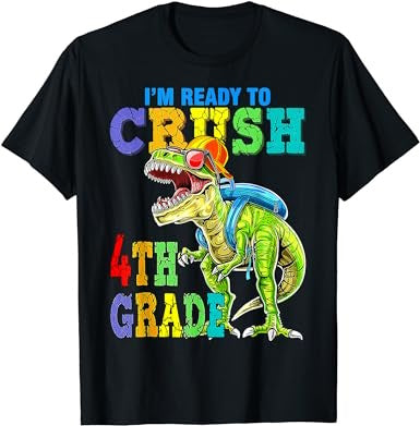 I'm Ready To Crush 4th Grade Dinosaurs Back To School Funny T-Shirt - Premium t-shirt from MyDesigns - Just $16.95! Shop now at Lees Krazy Teez