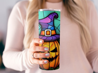 3d Pumpkins dressed as witches Horror tumbler - Premium tumbler from MyDesigns - Just $29.95! Shop now at Lees Krazy Teez