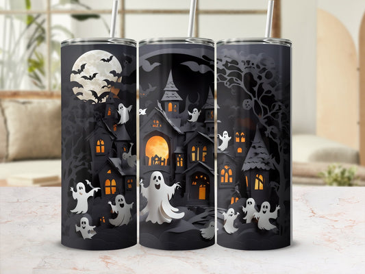 3d Dark Halloween Ghost tumbler 20oz horror skinny tumbler - Premium tumbler from MyDesigns - Just $26.95! Shop now at Lees Krazy Teez