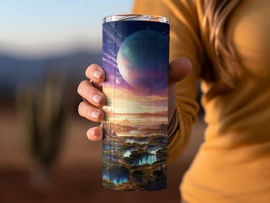 Saragam solarpunk utopian mystic 20oz skinny tumbler - Premium tumbler from MyDesigns - Just $29.95! Shop now at Lees Krazy Teez