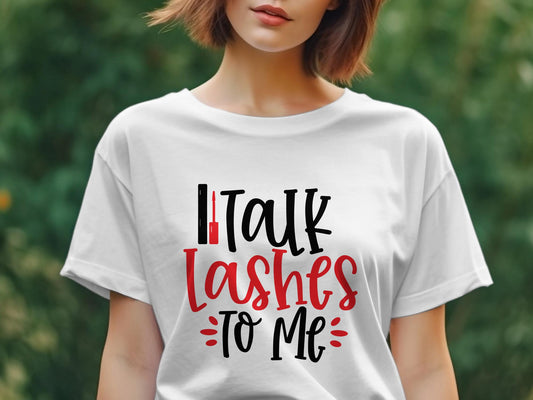 Talk Lashes To Me Women's awesome tee - Premium t-shirt from MyDesigns - Just $19.95! Shop now at Lees Krazy Teez