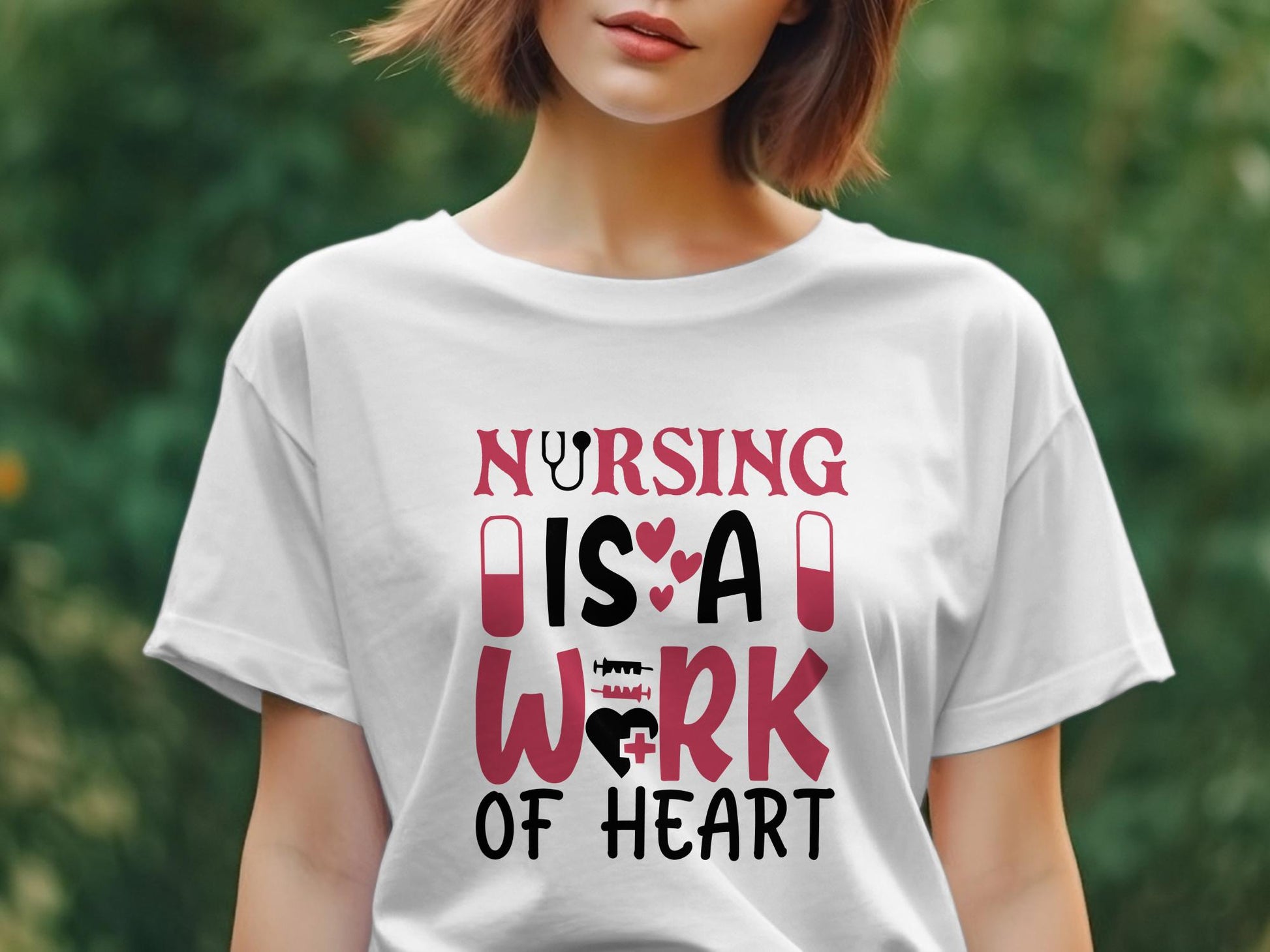 nursing is a work of heart Women's awesome t-shirt - Premium t-shirt from MyDesigns - Just $21.95! Shop now at Lees Krazy Teez