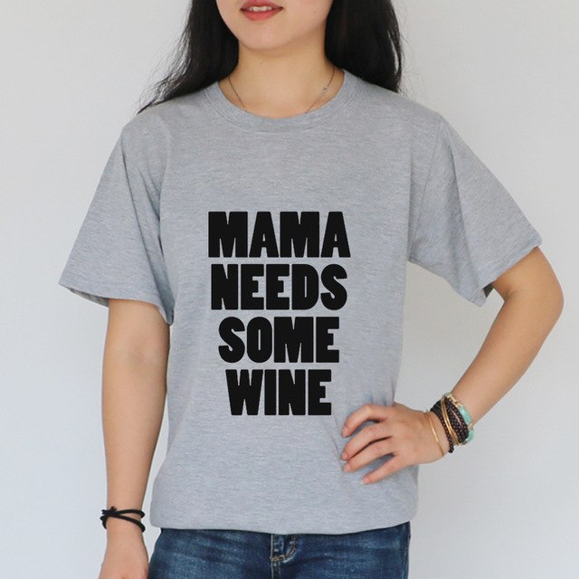 Mama Needs Some Wine' Letter Print T-Shirt - A Fashionable Expression of Motherhood - Premium t-shirt from eprolo - Just $19.95! Shop now at Lees Krazy Teez