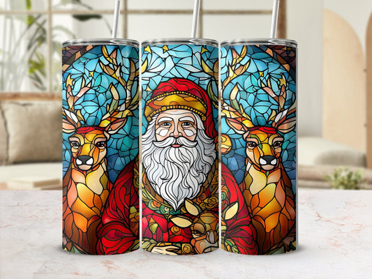 Santa and deer skinny awesome 20oz skinny sublimation tumbler - Premium tumbler from MyDesigns - Just $29.95! Shop now at Lees Krazy Teez