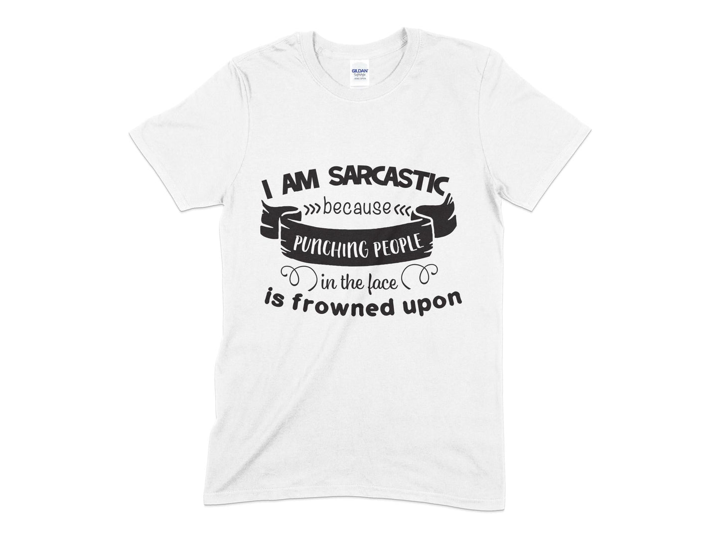 I am Sarcastic because punching is frowned upon t-shirt - Premium t-shirt from MyDesigns - Just $18.95! Shop now at Lees Krazy Teez