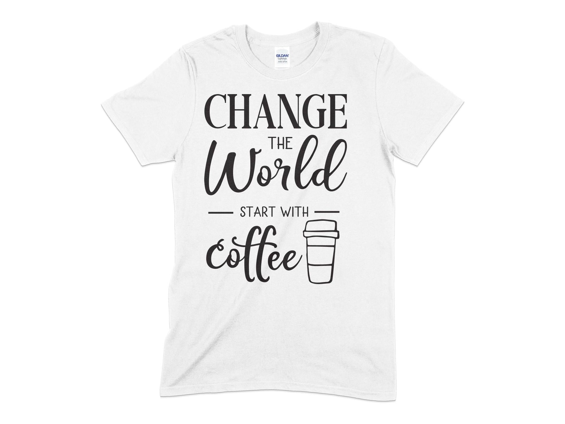 Change the World coffee t-shirt - Premium t-shirt from MyDesigns - Just $19.95! Shop now at Lees Krazy Teez