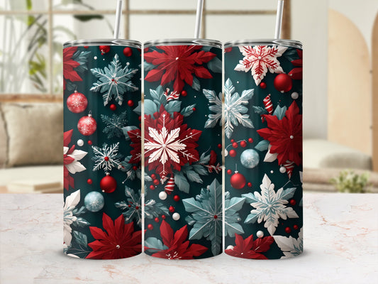 Snowflake Christmas 3D Tumbler holiday Wrap - Premium tumbler from MyDesigns - Just $26.95! Shop now at Lees Krazy Teez