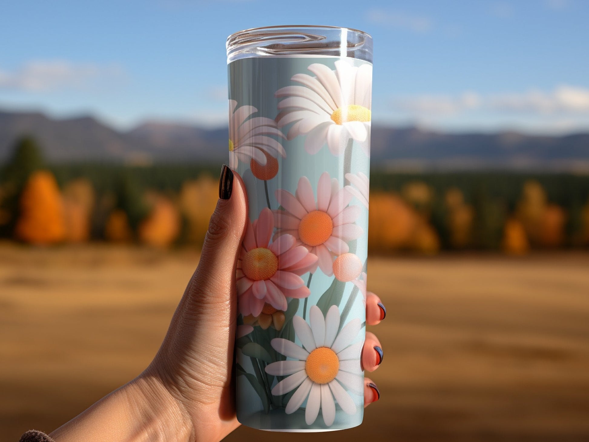 Daisies Flowers 20 Oz 20oz skinny tumbler - Premium tumbler from MyDesigns - Just $26.95! Shop now at Lees Krazy Teez