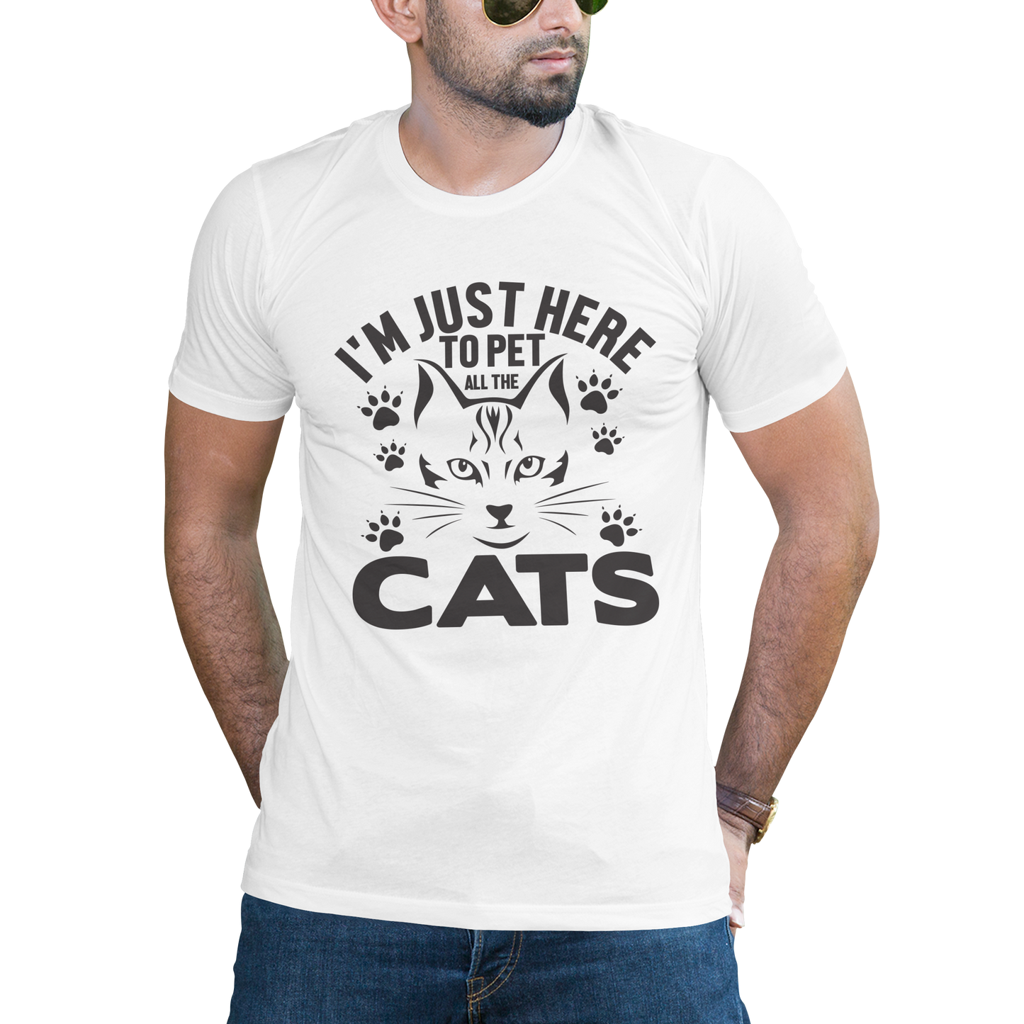 Im just here to pet cats t-shirt - Premium t-shirt from MyDesigns - Just $19.95! Shop now at Lees Krazy Teez