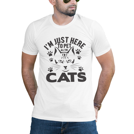 Im just here to pet cats t-shirt - Premium t-shirt from MyDesigns - Just $19.95! Shop now at Lees Krazy Teez