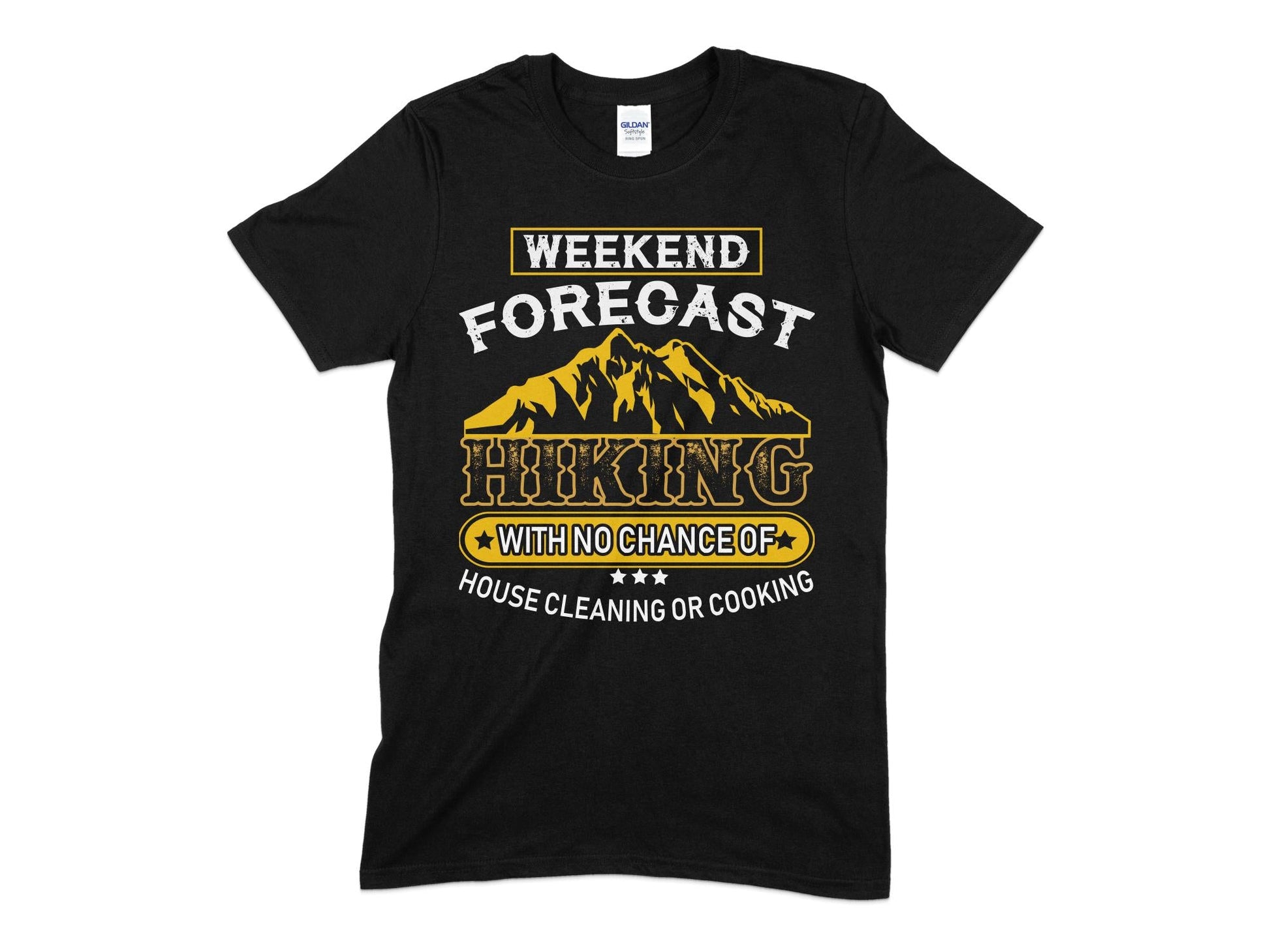 Weekend forecast hiking with no chance of house cleaning or cooking t-shirt - Premium t-shirt from MyDesigns - Just $19.95! Shop now at Lees Krazy Teez