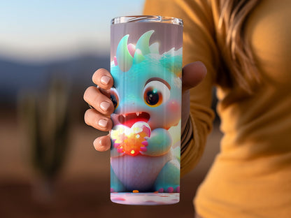 Cute light blue monster tumbler wrap 20oz skinny tumbler - Premium tumbler from MyDesigns - Just $26.95! Shop now at Lees Krazy Teez