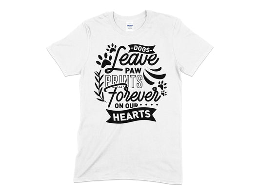 Dog Leave Paw Prints Forever on Our Hearts - Premium t-shirt from MyDesigns - Just $19.95! Shop now at Lees Krazy Teez
