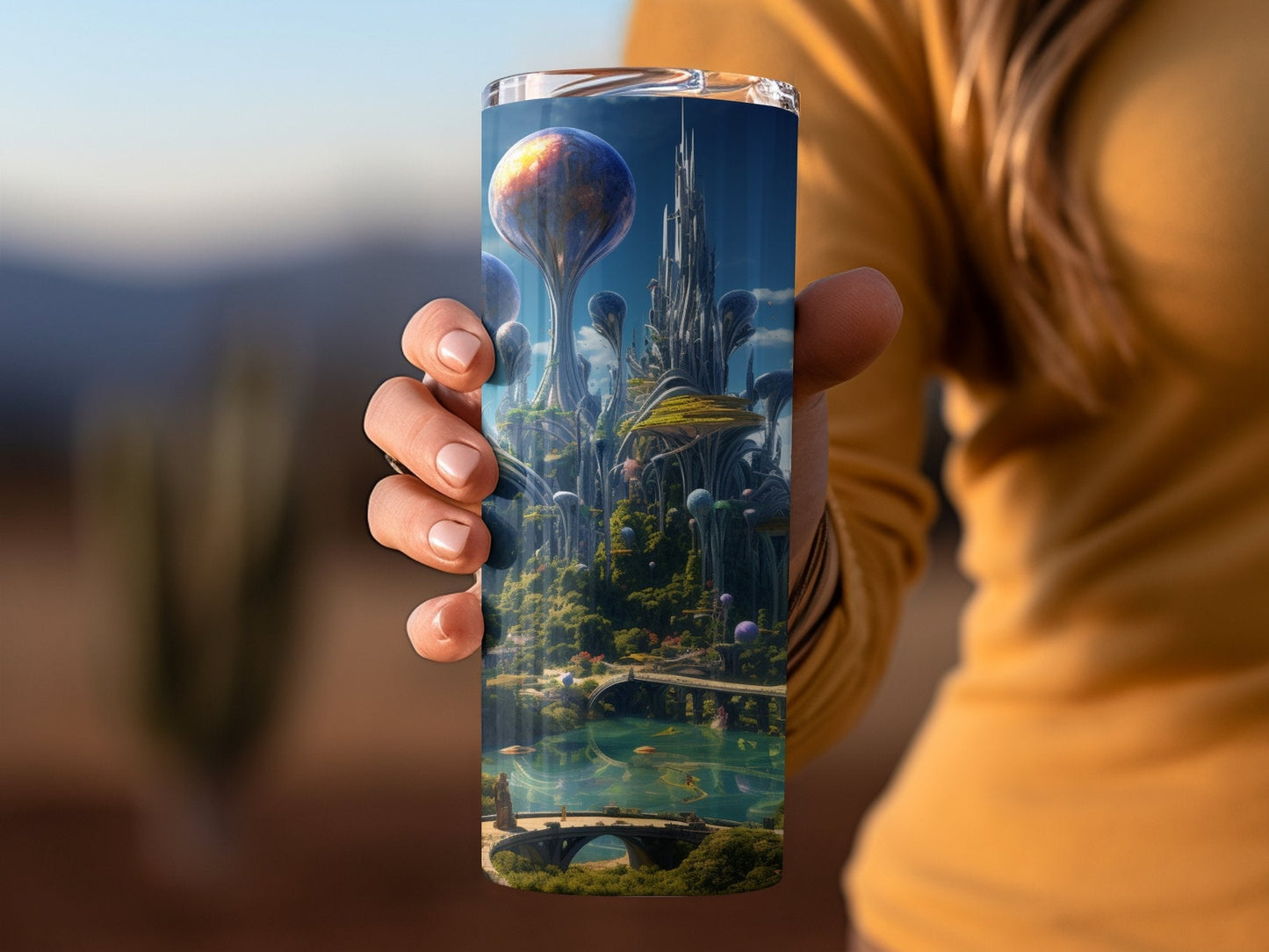 Solarpunk utopian mystic beautiful sky stunning exalted 20oz tumbler - Premium tumbler from MyDesigns - Just $29.95! Shop now at Lees Krazy Teez