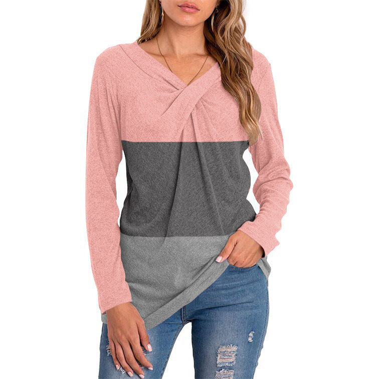 Chic V-Neck Long-Sleeve T-Shirt for Women: A Stylish Addition to Your Autumn and Winter Wardrobe - Premium t-shirt from eprolo - Just $24.95! Shop now at Lees Krazy Teez