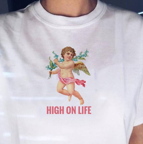 Angel high on life funny 420 Women's t-shirt - Premium t-shirt from eprolo - Just $19.95! Shop now at Lees Krazy Teez