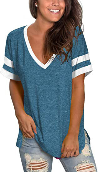 Stay Cool this Summer with a V-Neck Pocketed Loose Short-Sleeve T-Shirt: Perfect for Girls' Stylish Layering - Premium t-shirt from eprolo - Just $19.95! Shop now at Lees Krazy Teez