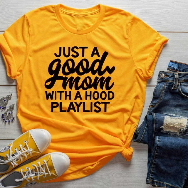 Just a Good Mommy with Hood Playlist hip hop women's t-shirt - Premium t-shirt from eprolo - Just $19.95! Shop now at Lees Krazy Teez