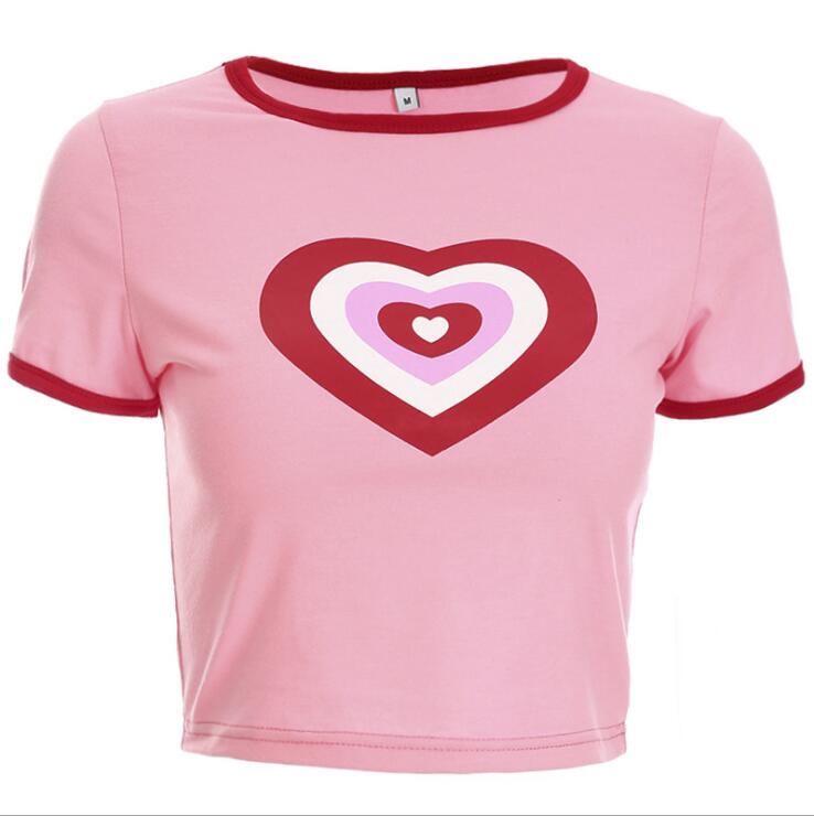 Summer Love: Heart Print Short Sleeve T-Shirt - Premium t-shirt from eprolo - Just $19.95! Shop now at Lees Krazy Teez