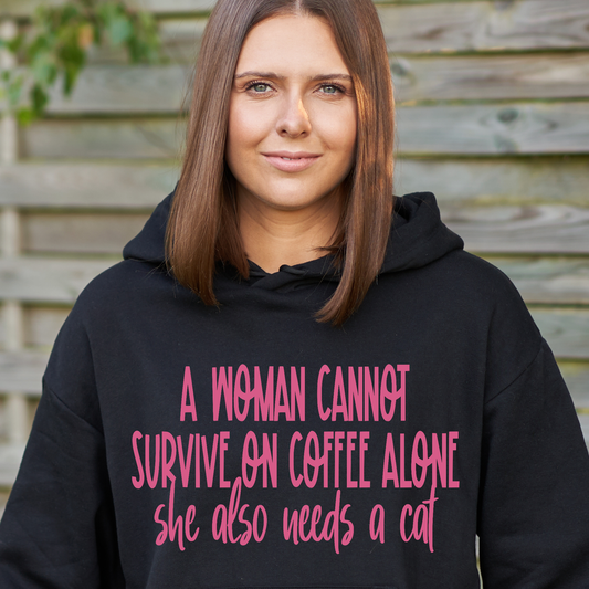 A Woman cannot survive on coffee Women's funny hoodie - Premium t-shirt from Lees Krazy Teez - Just $39.95! Shop now at Lees Krazy Teez