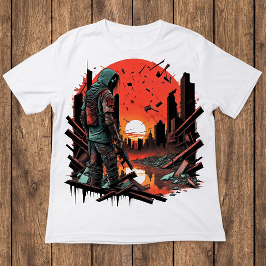 A desolate post-apocalyptic cityscape t-shirt - Premium t-shirt from Lees Krazy Teez - Just $24.95! Shop now at Lees Krazy Teez