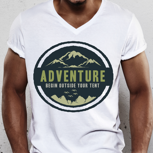 Adventure begin outside your tent Men's camping t-shirt - Premium t-shirt from Lees Krazy Teez - Just $19.95! Shop now at Lees Krazy Teez