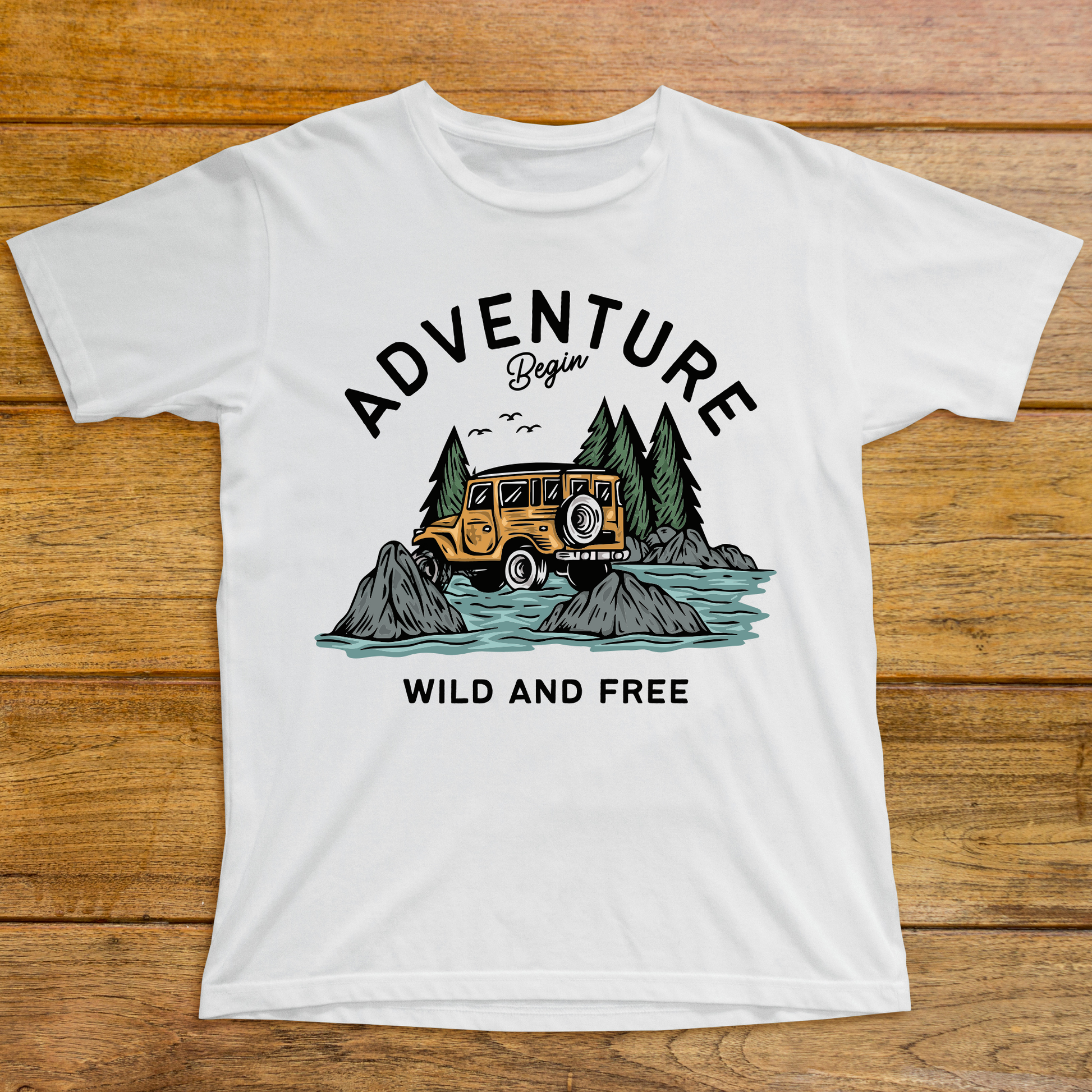 Adventure begin wild and free- camping t shirt - Premium t-shirt from Lees Krazy Teez - Just $21.95! Shop now at Lees Krazy Teez