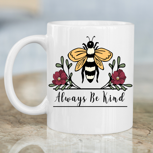 Always be kind honeybee flowers Mug - Premium mugs from Lees Krazy Teez - Just $24.95! Shop now at Lees Krazy Teez