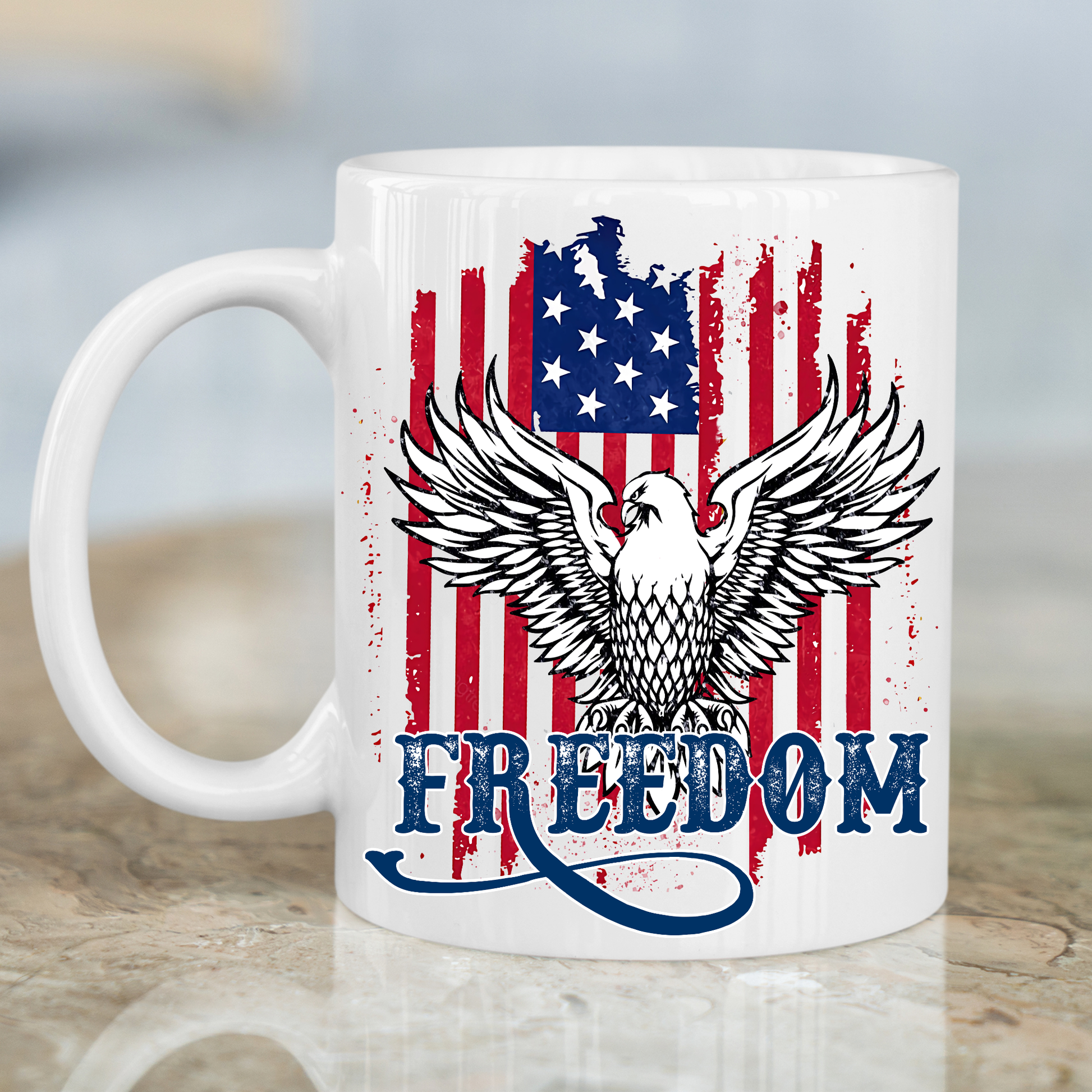 American bald eagle U.S.A flag Fourth of July Mug - Premium mugs from Lees Krazy Teez - Just $24.95! Shop now at Lees Krazy Teez