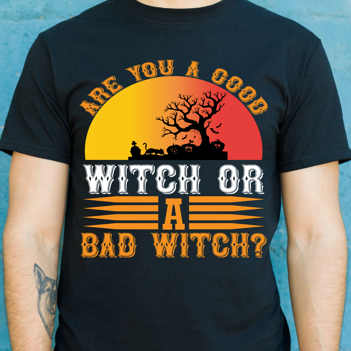 Are you a good witch or a bad witch men's trendy Halloween t-shirt - Premium t-shirt from Lees Krazy Teez - Just $19.95! Shop now at Lees Krazy Teez