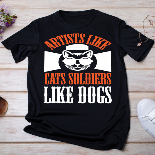 Artists like cats soldiers like dogs animal t-shirt - Premium t-shirt from Lees Krazy Teez - Just $19.95! Shop now at Lees Krazy Teez