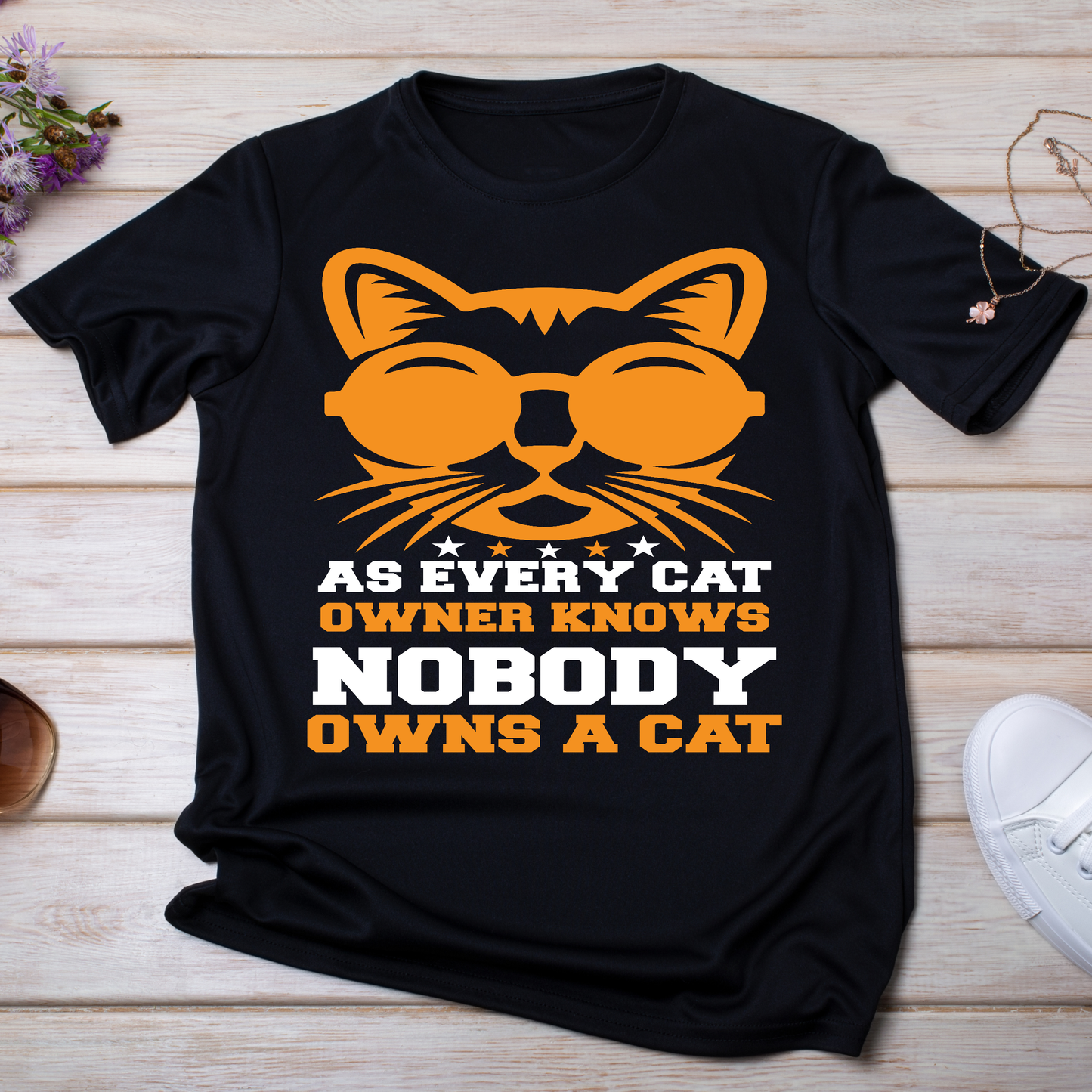 As every cat owner knows nobody owns a cat t-shirt - Premium t-shirt from Lees Krazy Teez - Just $19.95! Shop now at Lees Krazy Teez