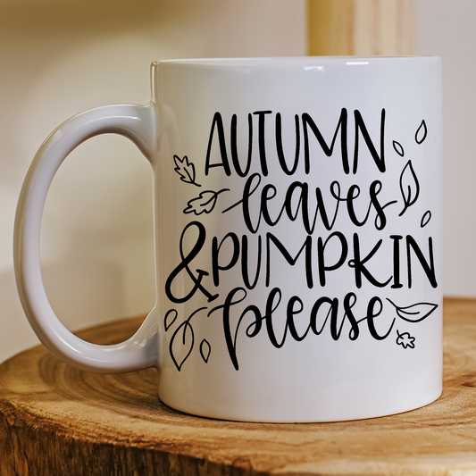 Autumn leaves and pumpkin please Halloween Mug - Premium mugs from Lees Krazy Teez - Just $24.95! Shop now at Lees Krazy Teez