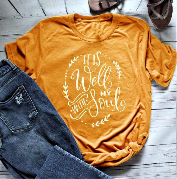 It Is Well With My Soul Short Sleeve advent T-Shirt - Premium t-shirt from eprolo - Just $19.95! Shop now at Lees Krazy Teez