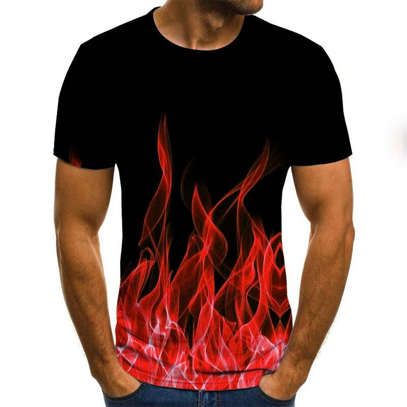 Blazing Style: Men's Summer 3D Round Neck flame effect style T-Shirt - Premium t-shirt from eprolo - Just $19.95! Shop now at Lees Krazy Teez