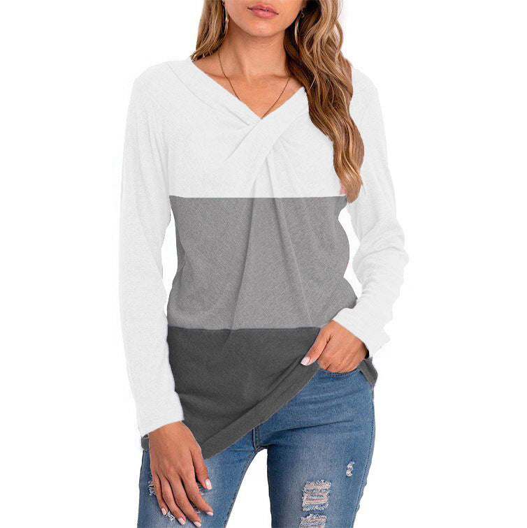 Chic V-Neck Long-Sleeve T-Shirt for Women: A Stylish Addition to Your Autumn and Winter Wardrobe - Premium t-shirt from eprolo - Just $24.95! Shop now at Lees Krazy Teez