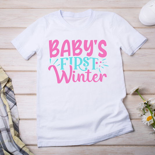 Baby's first winter mother celebrating daughter b day Women's t-shirt - Premium t-shirt from Lees Krazy Teez - Just $21.95! Shop now at Lees Krazy Teez