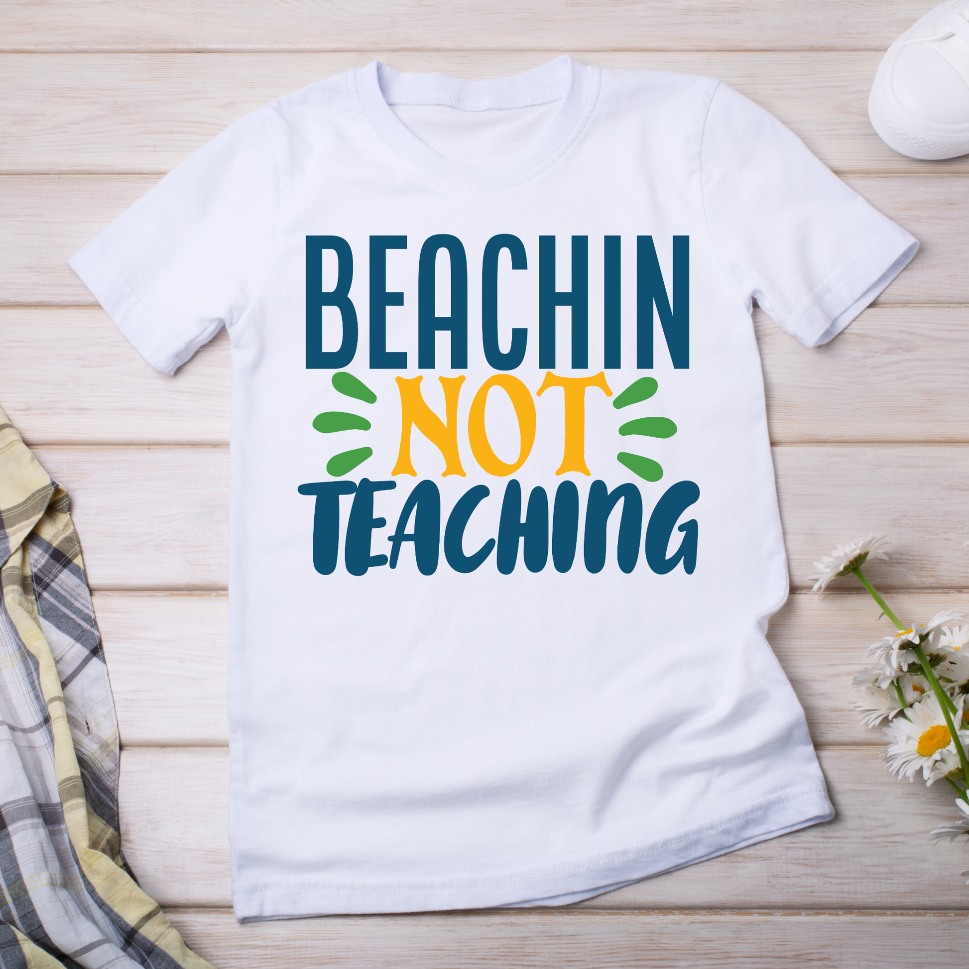 Beachin not teaching sunshine vacation ocean tee t-shirt - Premium t-shirt from Lees Krazy Teez - Just $21.95! Shop now at Lees Krazy Teez
