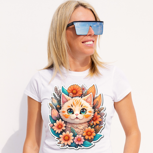 Beautiful cat decor flower Women's awesome t-shirt - Premium t-shirt from Lees Krazy Teez - Just $21.95! Shop now at Lees Krazy Teez