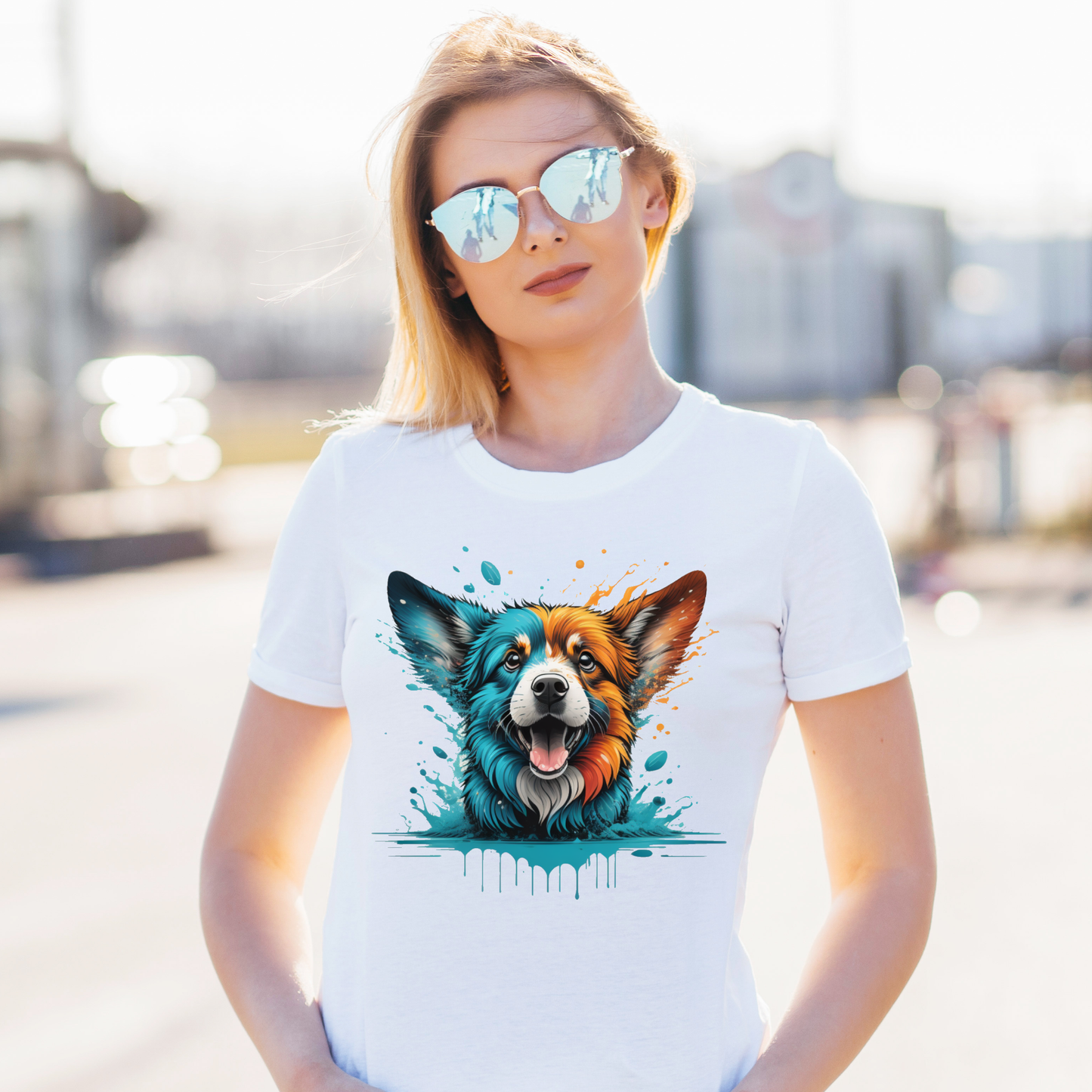 Beautiful dog splash art unique Women's t-shirt - Premium t-shirt from Lees Krazy Teez - Just $21.95! Shop now at Lees Krazy Teez