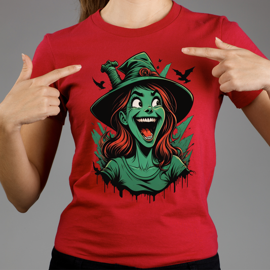 Beautiful witch laughing splash art Women's t shirt - Premium t-shirt from Lees Krazy Teez - Just $21.95! Shop now at Lees Krazy Teez