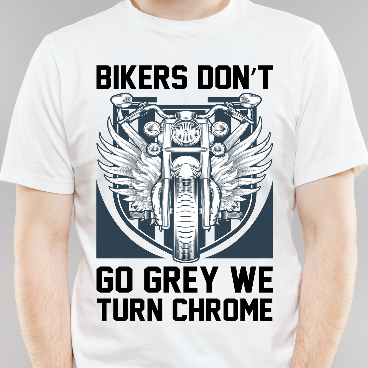 Bikers don't go grey we turn chrome Men's motorcycle t-shirt - Premium t-shirt from Lees Krazy Teez - Just $19.95! Shop now at Lees Krazy Teez