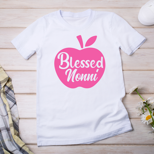 Blessed nonni pink apple graphic christian shirt Women's t-shirt - Premium t-shirt from Lees Krazy Teez - Just $21.95! Shop now at Lees Krazy Teez